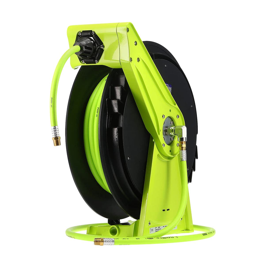 Flexzilla Pro Air Hose Reel Performance Series, 3/8 in. x 50 ft., Heavy Duty, Lightweight, Hybrid, ZillaGreen - L8011FZ