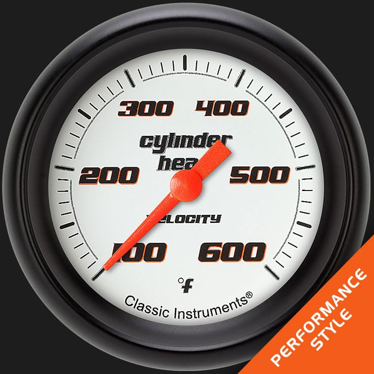 Velocity White Classic Instruments 2 5/8" Cylinder Head Temperature Gauge VS397WBPF