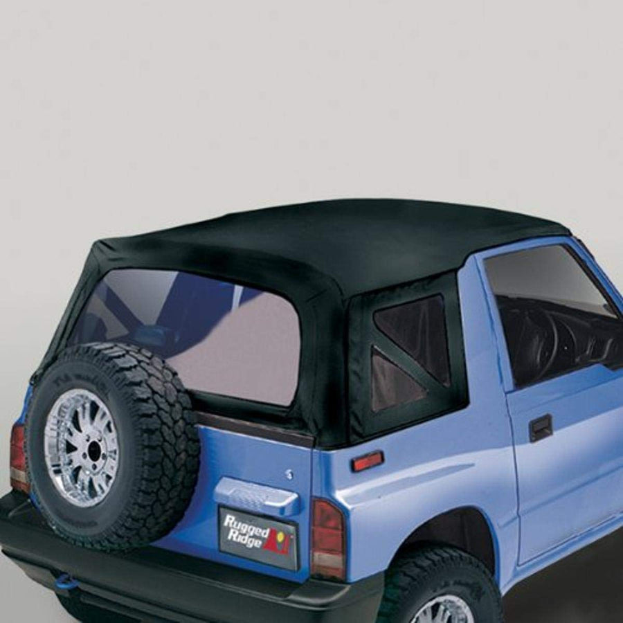 Soft Top, Rugged Ridge 53703.15, Black Denim, Clear Windows; 95-98 Suzuki Sidekicks