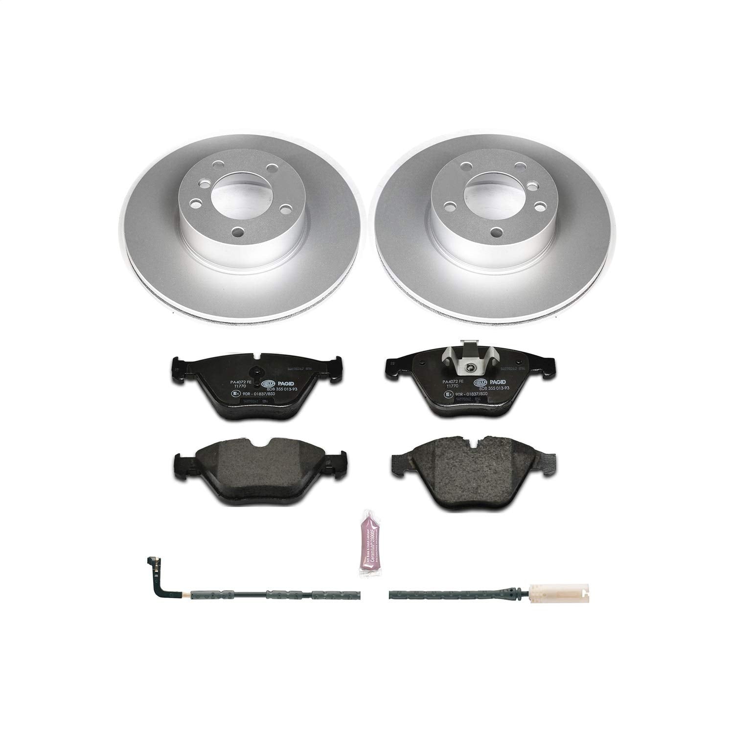 Power Stop ESK4678 Euro-Stop Front Brake Kit and 1 Front Sensor Wire For BMW 328i xDrive 2009-2010, BMW 328xi 2008 [Model Specific]