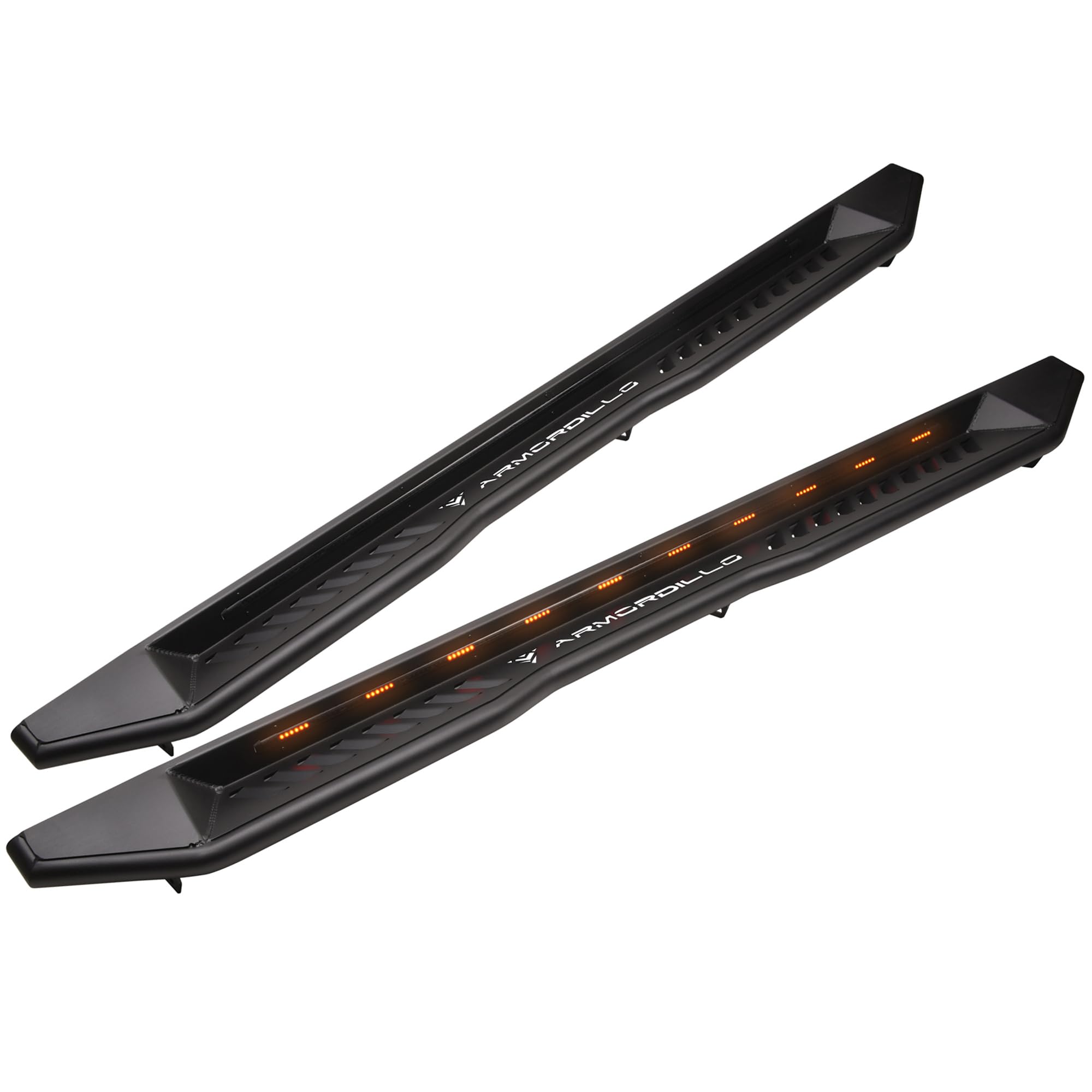 FX ARMORDILLO Sequential LED Running Boards Steps Compatible With 2007-2018 Chevy Silverado/GMC Sierra 1500/2500/3500 Crew Cab | 8723562 | Matte Black | Lighted Step Bar