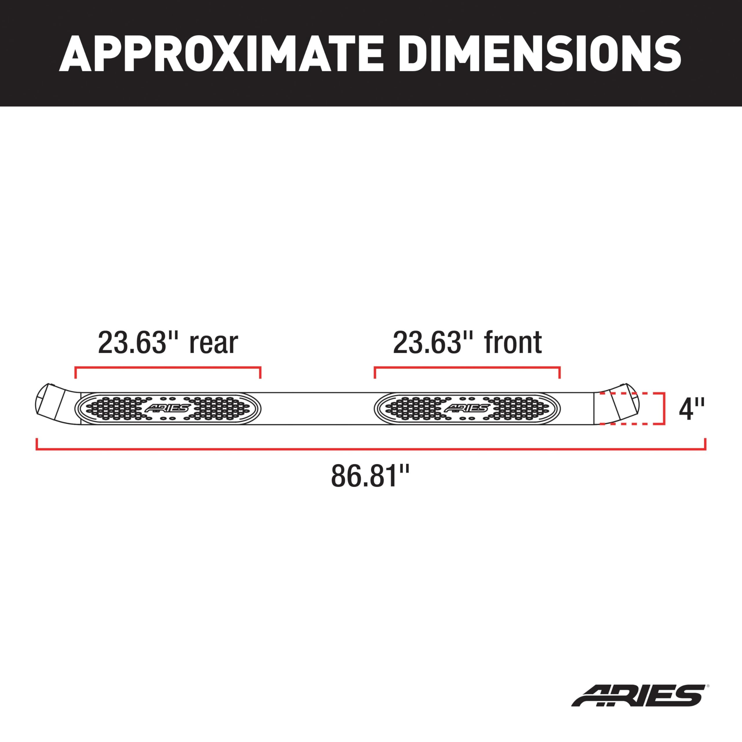4-Inch Oval Black Steel ARIES Nerf Bars, Fits Select Ford Bronco 4-Door