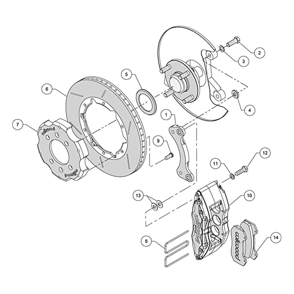 11.00" GT Rotor, DP6A Front Hat Kit, Red