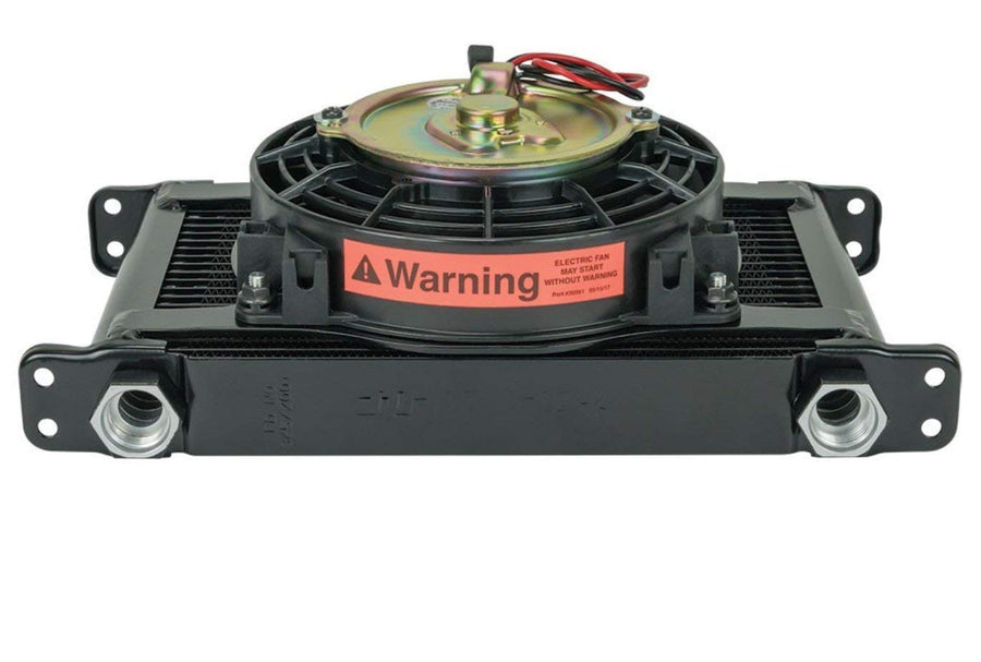 Remote Mount Flex-a-lite (700021) Stacked Plate 21-Row Engine-Oil Cooler with Electric Fan, 11 x 7 1/2 x 1 3/4" with AN Fittings