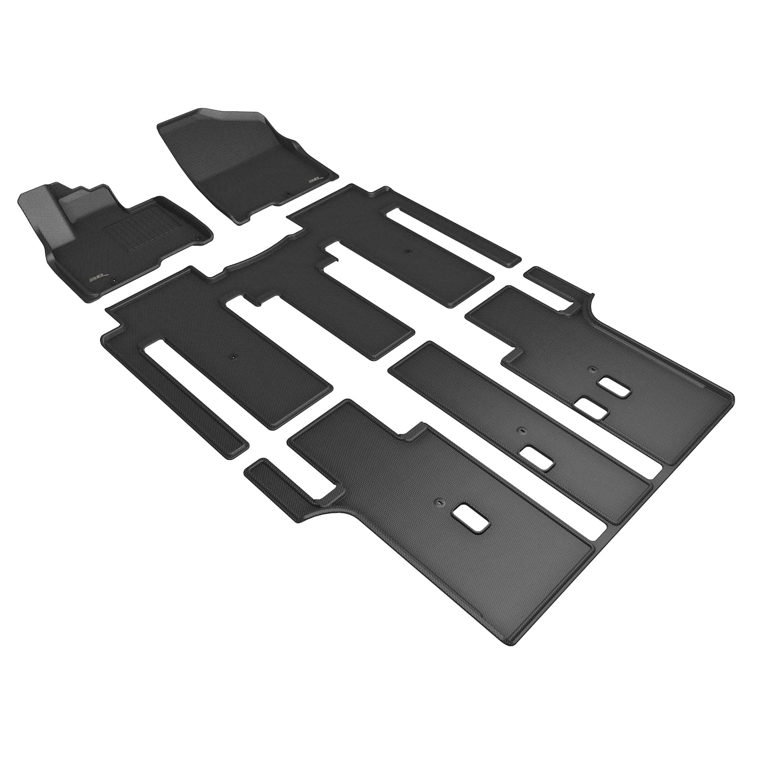 Kagu Floor Mat 3D MAXpider Custom Fit (Black) Compatible with Kia Carnival 8-Seat 2022-2025 - Full Set
