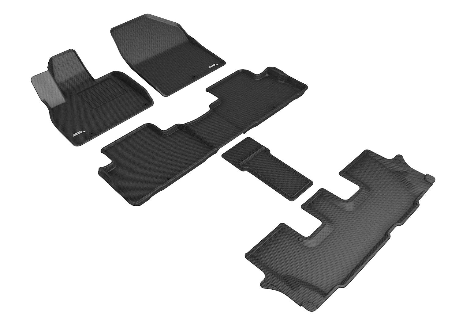 Kagu Floor Mat 3D MAXpider Custom Fit (Black) Compatible with Kia Telluride 7-Seat 2020-2025 - Full Set