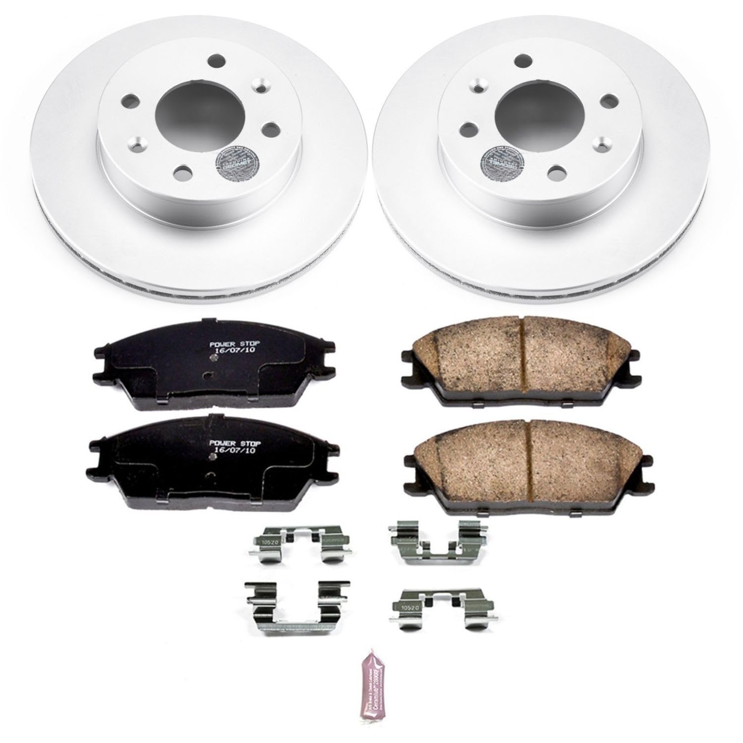 Power Stop Coated Brake Rotors and Z17 Ceramic Brake Pads Kit For Hyundai Accent CRK4909 2003-2005 [Model Specific]