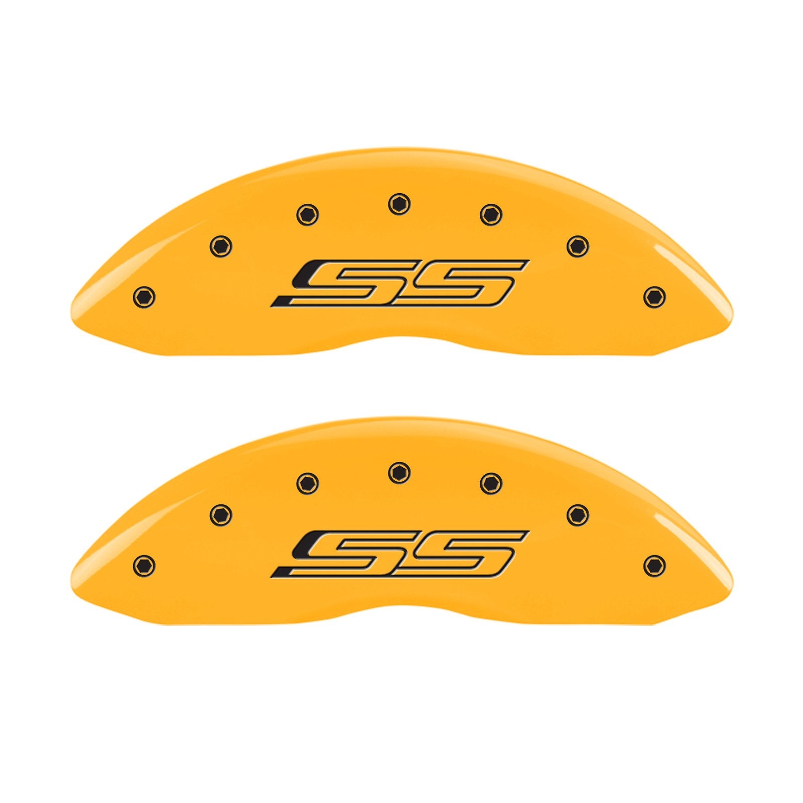 Caliper Covers MGP 14036SSS5YL Yellow (Set of 4, Engraved Front and Rear: Gen 5/SS, Yellow powder coat finish, black characters)