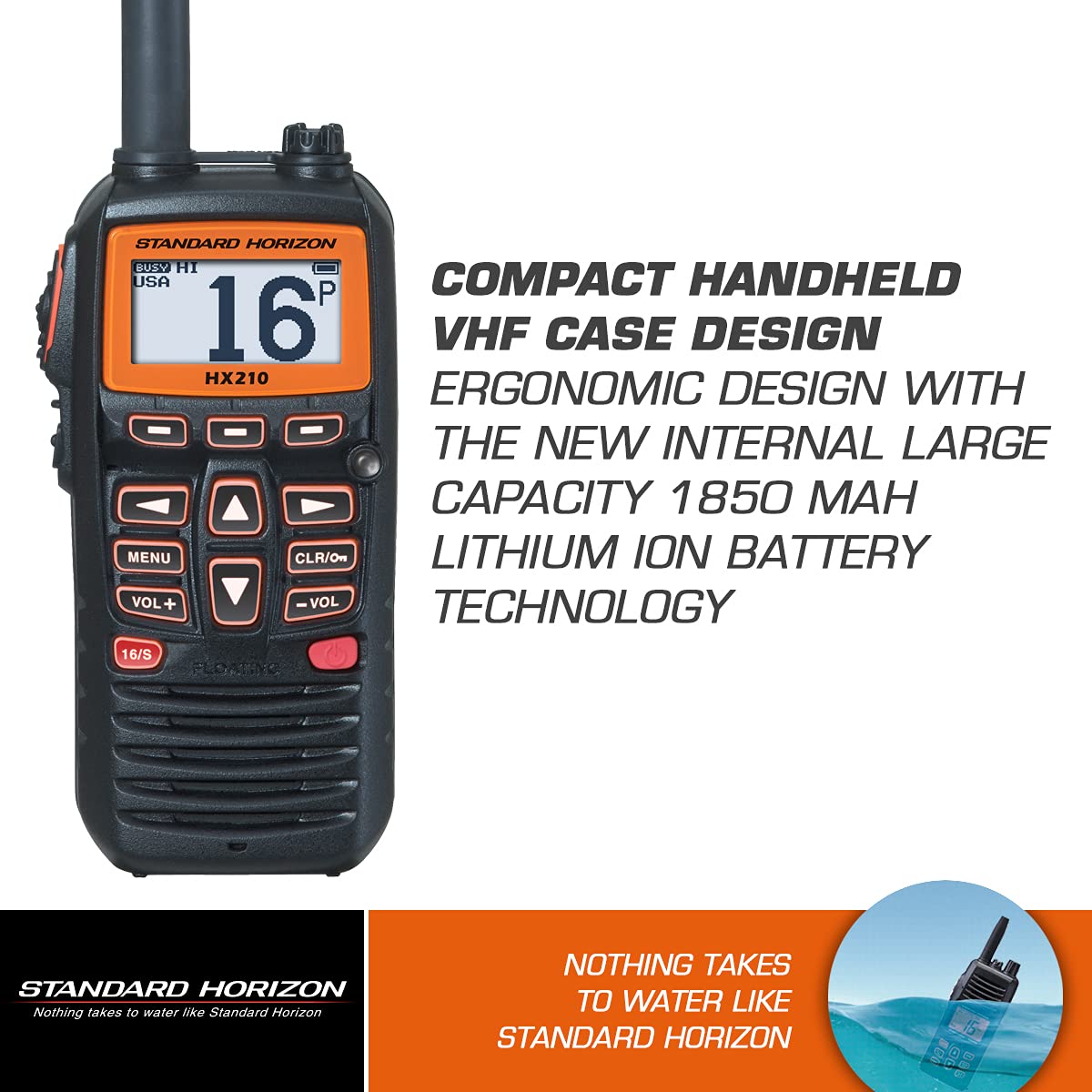 HX210 Standard Horizon Handheld VHF Radio,black