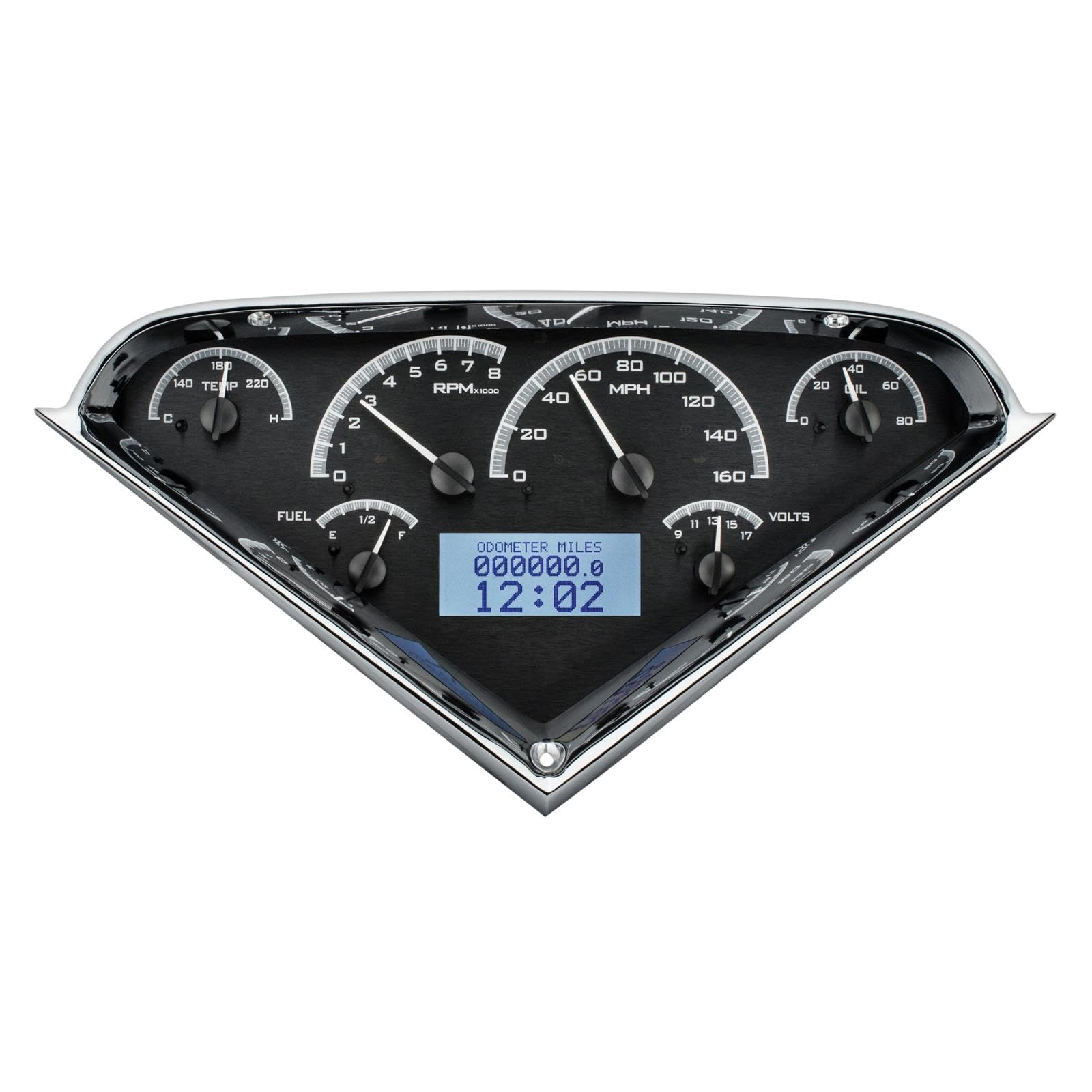 Dakota Digital 55 56 57 58 59 Chevy Analog Pickup Truck Dash Gauges Black Alloy White VHX-55C-PU-K-W