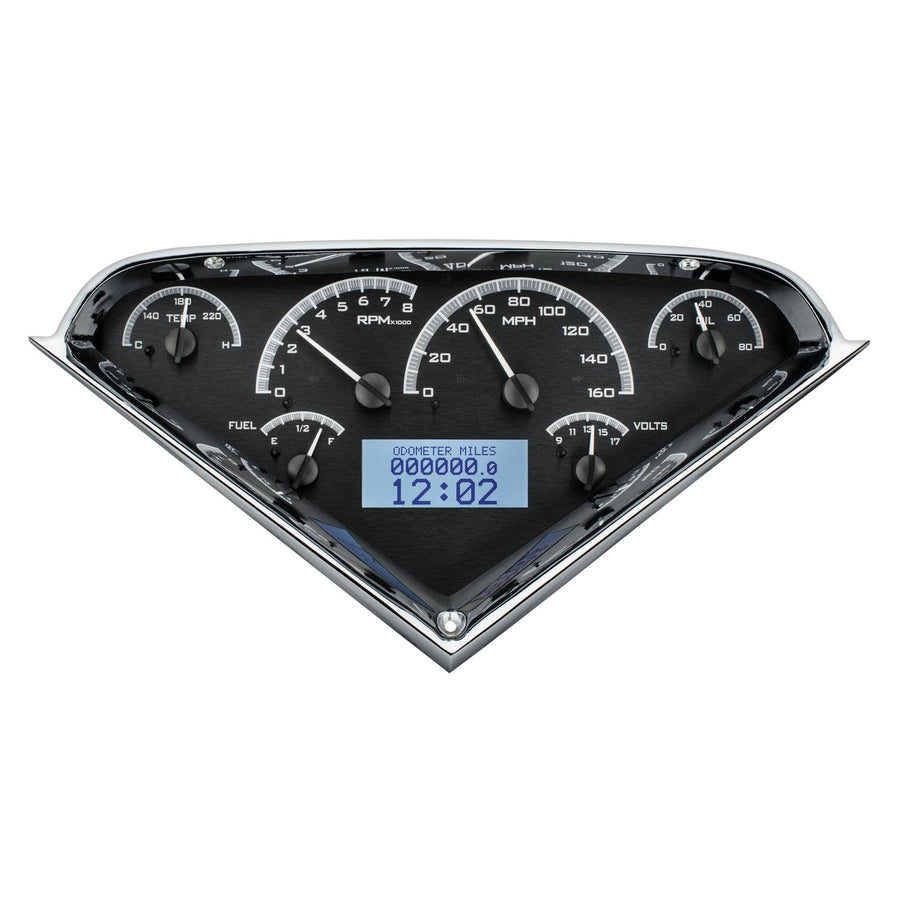 Dakota Digital 55 56 57 58 59 Chevy Analog Pickup Truck Dash Gauges Black Alloy White VHX-55C-PU-K-W