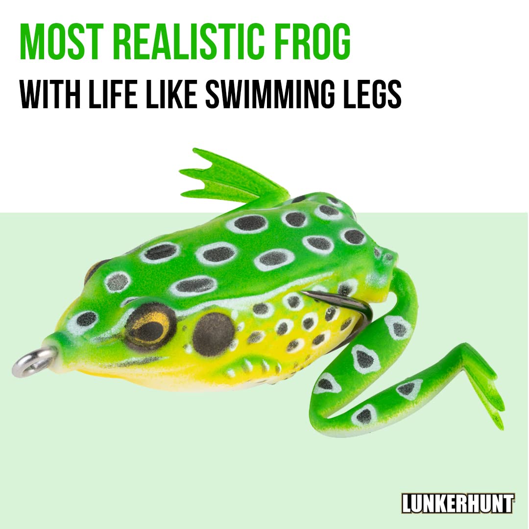 Pocket Frog Lure LUNKERHUNT for Bass Fishing | 1.75 Inch Topwater Fishing Lures with Weedless Hooks for Trout, Pike in Saltwater and Fresh Water