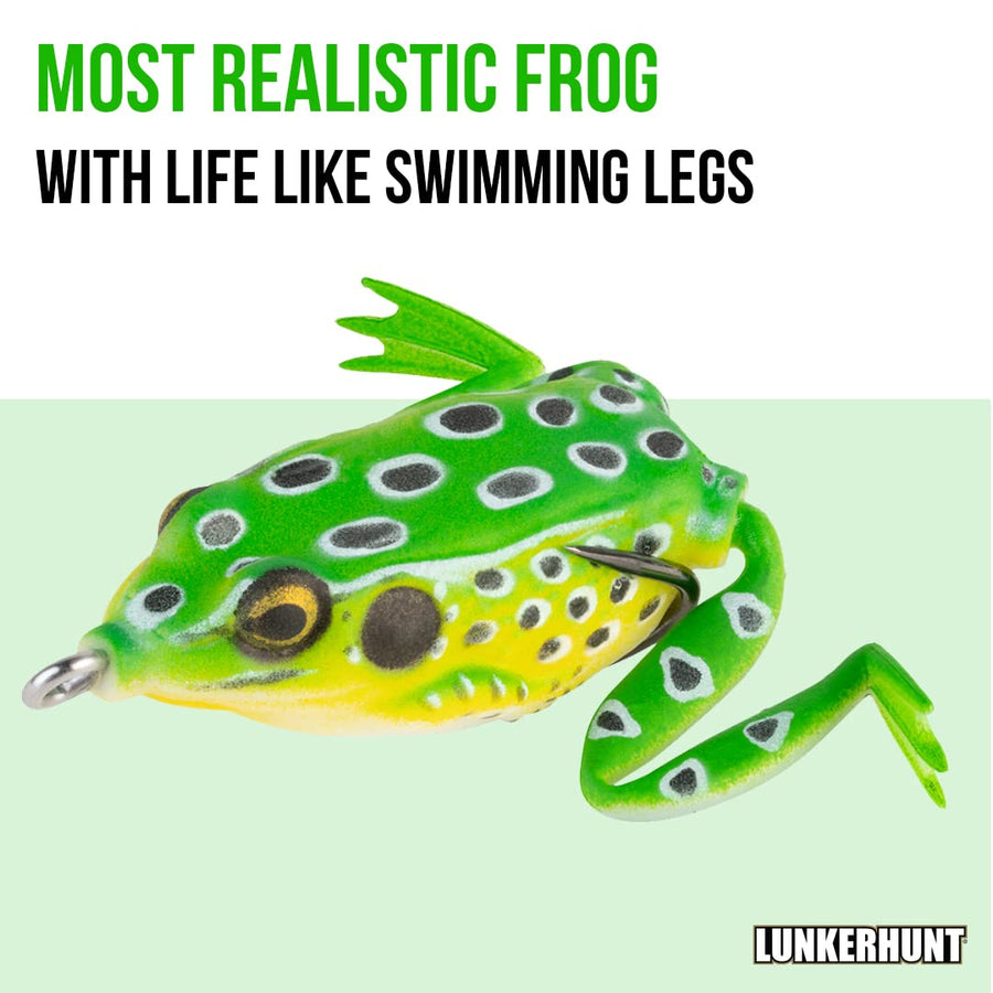 Pocket Frog Lure LUNKERHUNT for Bass Fishing | 1.75 Inch Topwater Fishing Lures with Weedless Hooks for Trout, Pike in Saltwater and Fresh Water