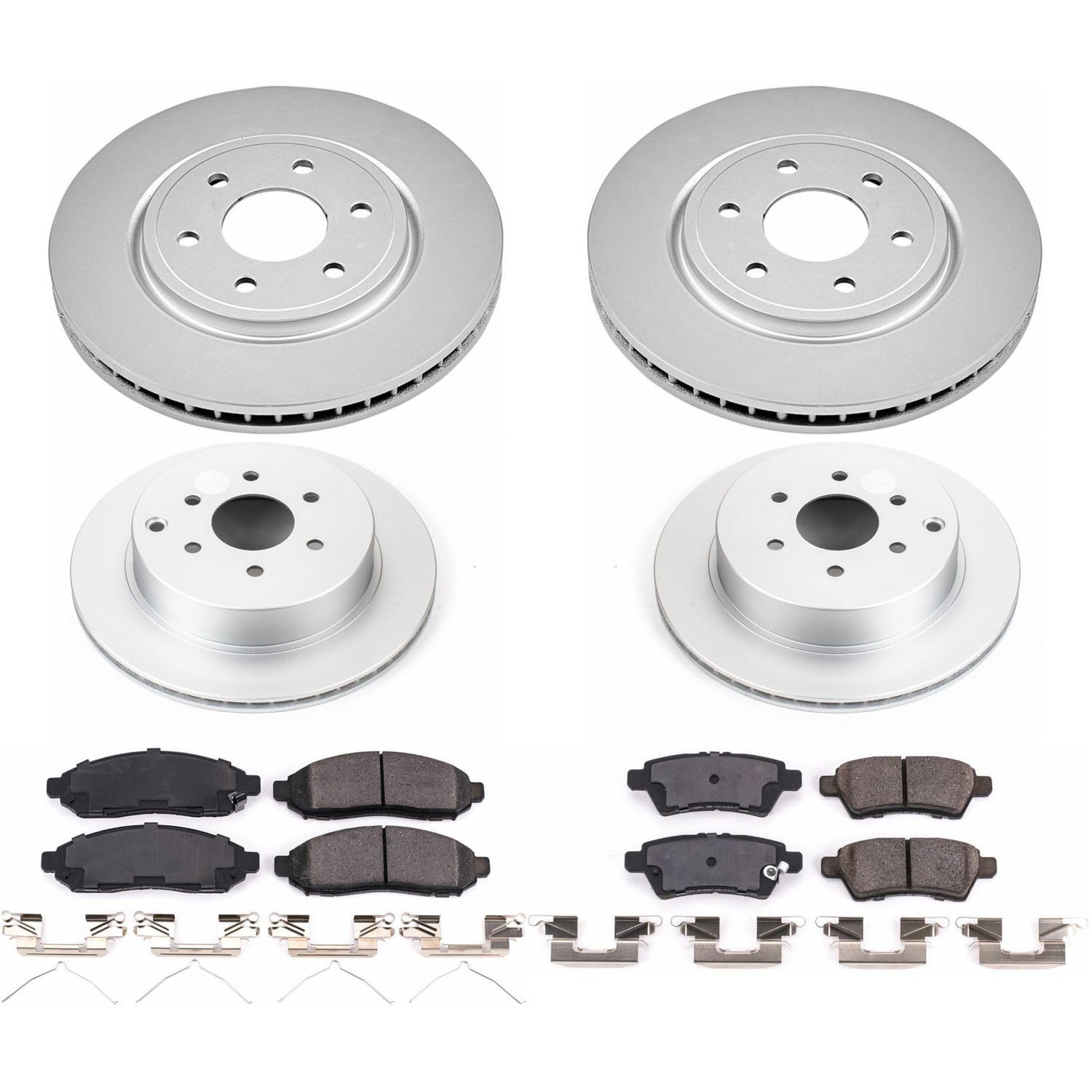 Power Stop CRK144 Brake Rotor Coated & Ceramic Brake Pads- front & rear For Nissan Pathfinder 2005-2012 [Model Specific]