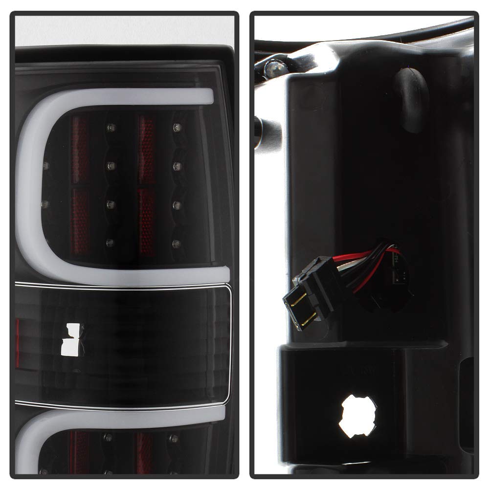 Black Fiber Optic Led Tail Lights Spyder 5082169 Alt-On-Ff15009-Lbled-Bk