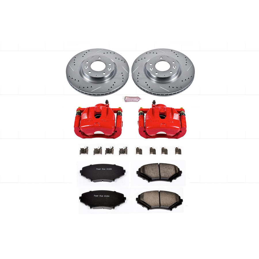 Power Stop Z23 Evolution Sport KC2964 1-Click Brake Kit with Powder Coated Calipers (Brake Pads, Drilled/Slotted Rotors) For Mazda RX-8 2004-2008 [Model Specific]