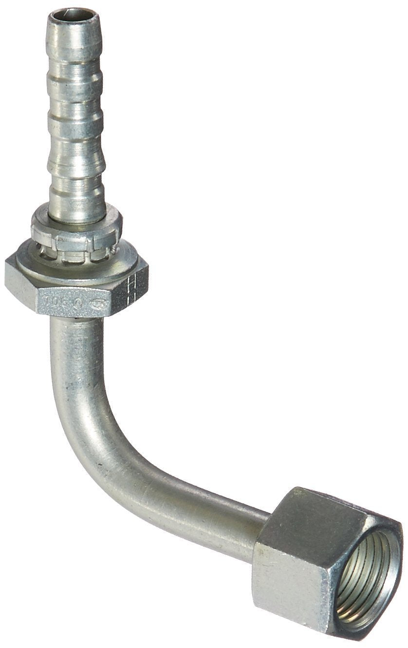 GlobalSpiral Gates 6GS-6FFORX90L Couplings, Female Flat-Face O-Ring Swivel, Zinc Plated Carbon Steel, 3.35", 90° Bent Tube, 3/8" ID
