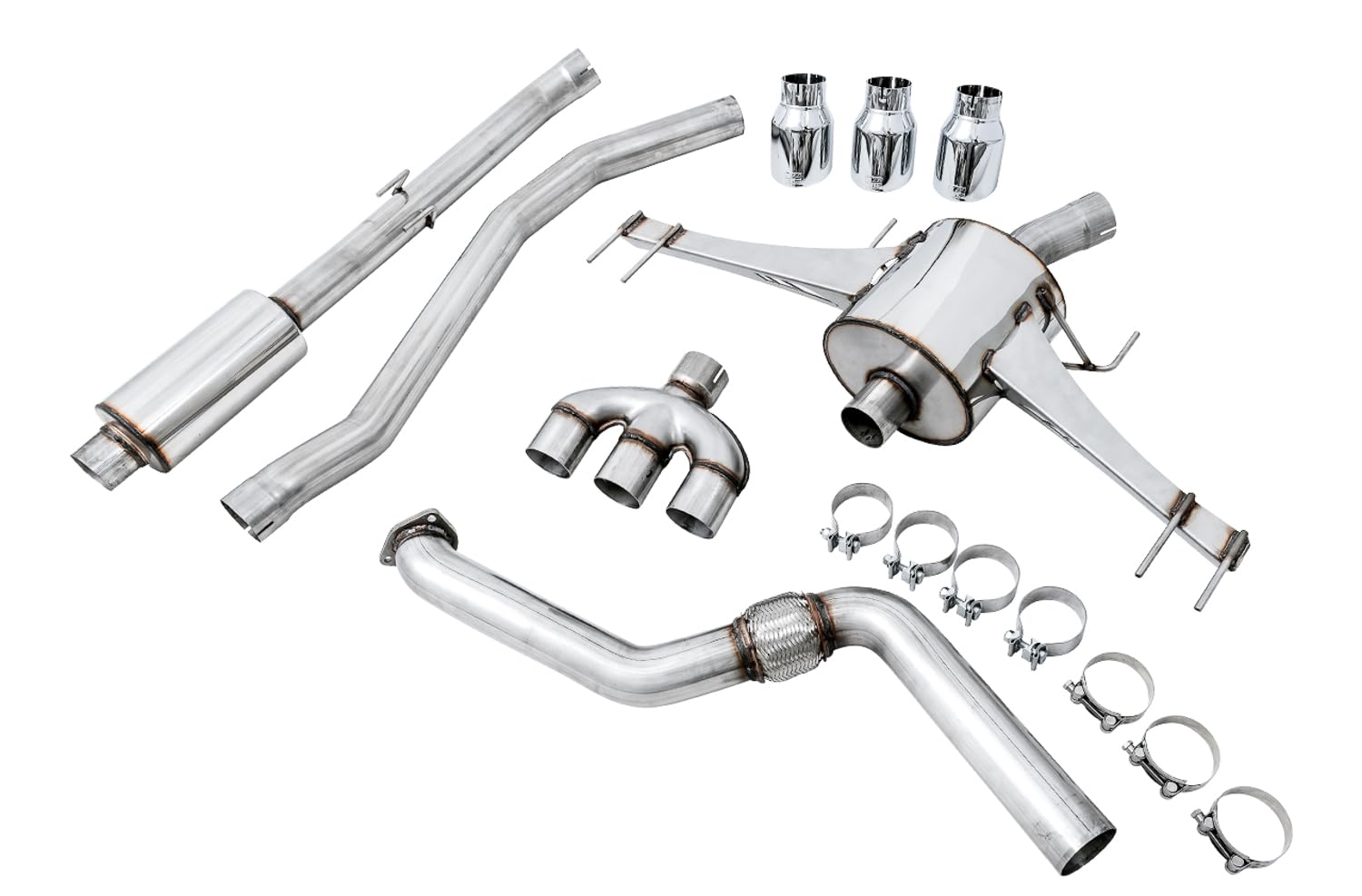 Honda Civic Type R AWE Tuning 2017+ Touring Edition Exhaust w/Front & Mid Pipes - Chrome Silver Tips