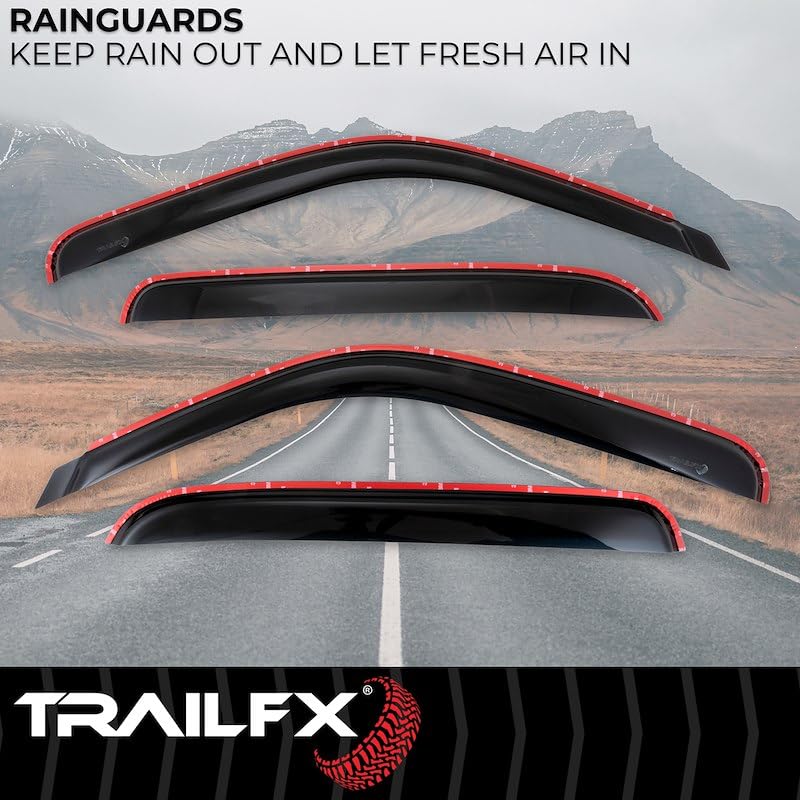 Window Vents Fits 2004-2006 Chevrolet Silverado 1500 Set of 4 Low Profile in-Channel Smoke Acrylic Rainguards Snap-in Installation TrailFX 4355IC