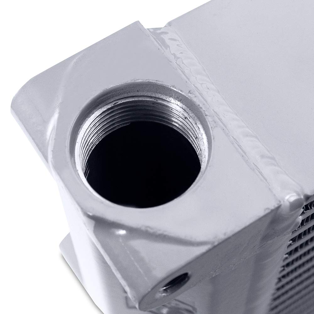 Mishimoto Universal Heavy-Duty Bar-and-Plate Oil Cooler MMOC-OO-10SL, 10" Core, Opposite-Side Outlets, Silver