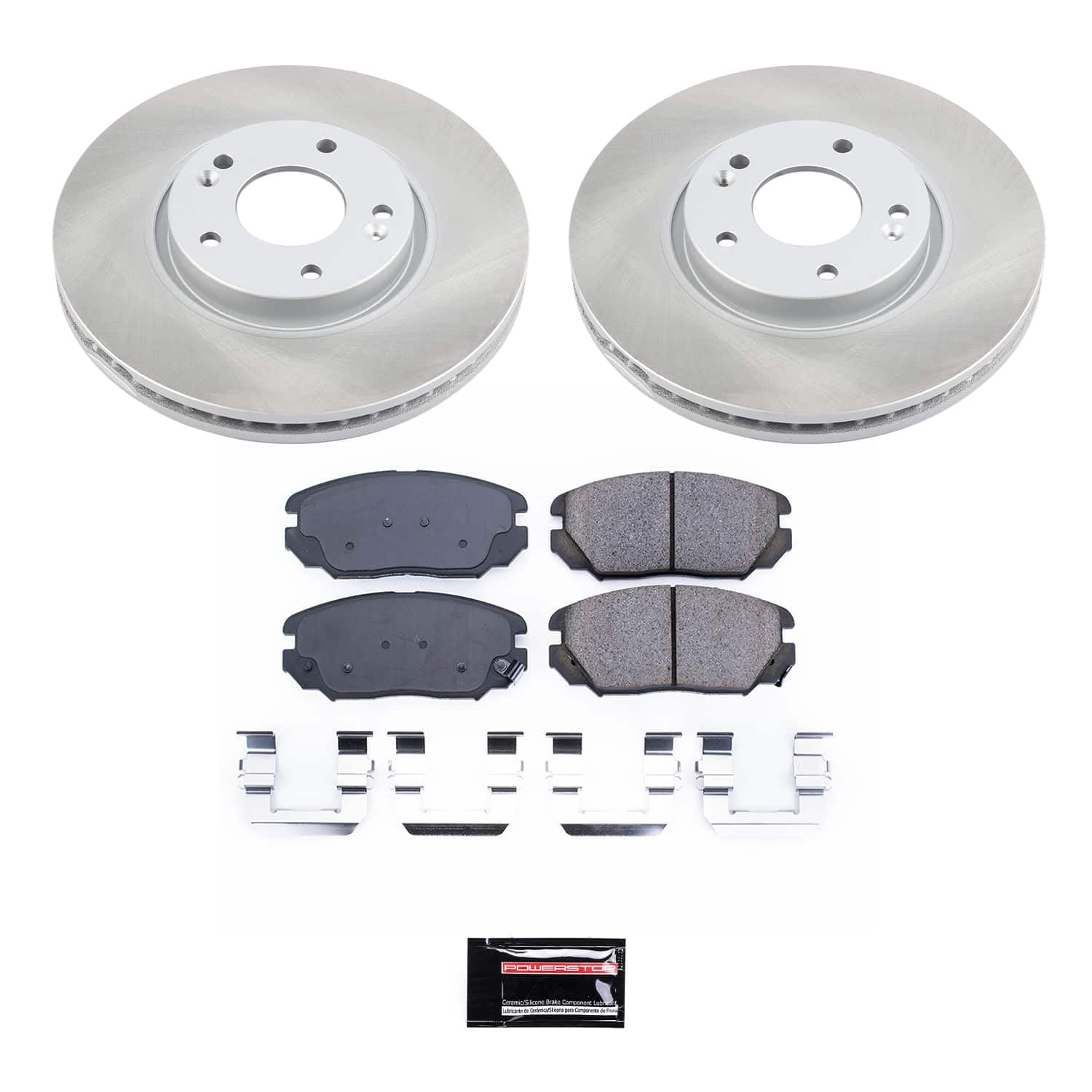 Power Stop Front Brake Kit SC4647 With Semi-Coated Brake Rotors and Ceramic Brake Pads & Hardware For Hyundai Sonata 2006-2010 [Application Specific]