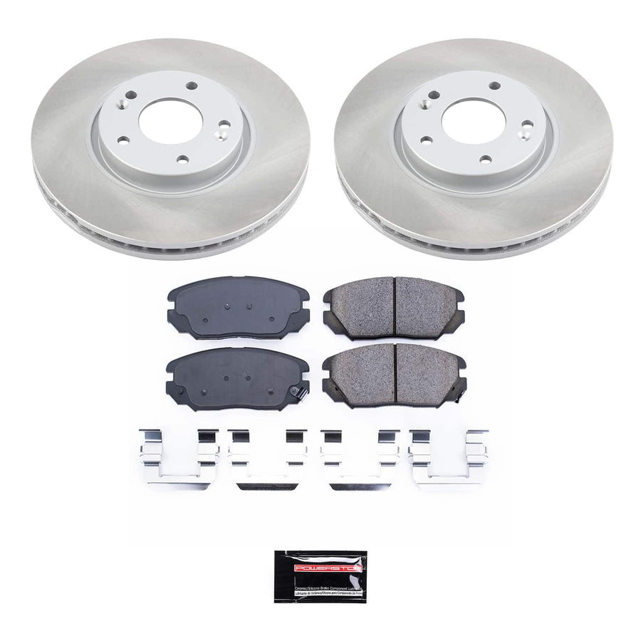 Power Stop Front Brake Kit SC4647 With Semi-Coated Brake Rotors and Ceramic Brake Pads & Hardware For Hyundai Sonata 2006-2010 [Application Specific]