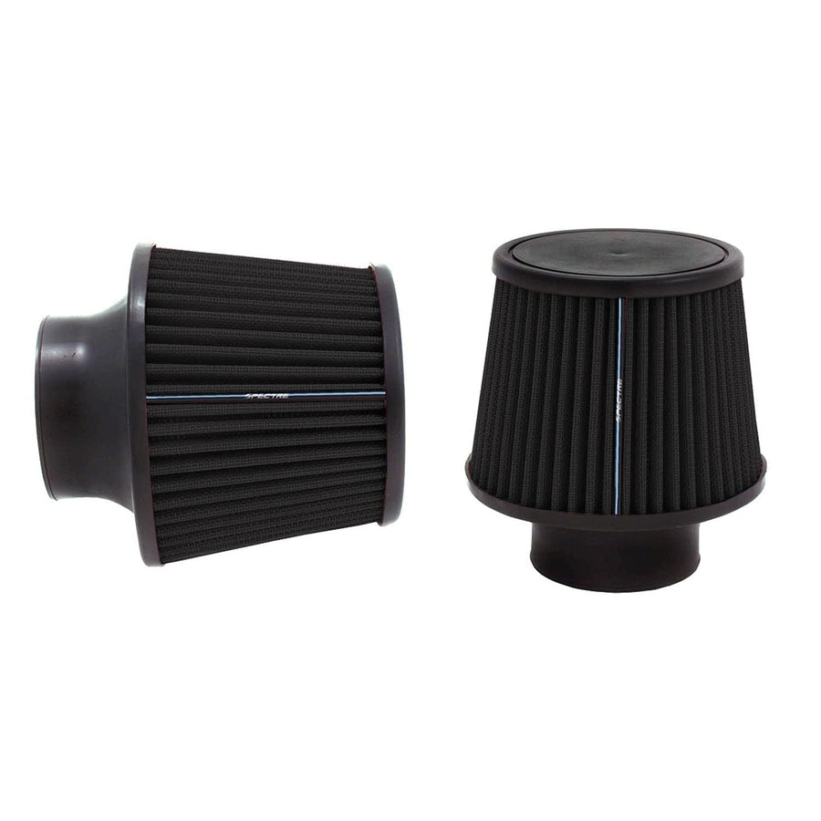 Universal Spectre Clamp-On Air Filter: High Performance, Washable Filter: Round Tapered; 3 in (76 mm) Flange ID; 6.5 in (165 mm) Height; 6 in (152 mm) Base; 4.75 in (121 mm) Top, SPE-9131, Black