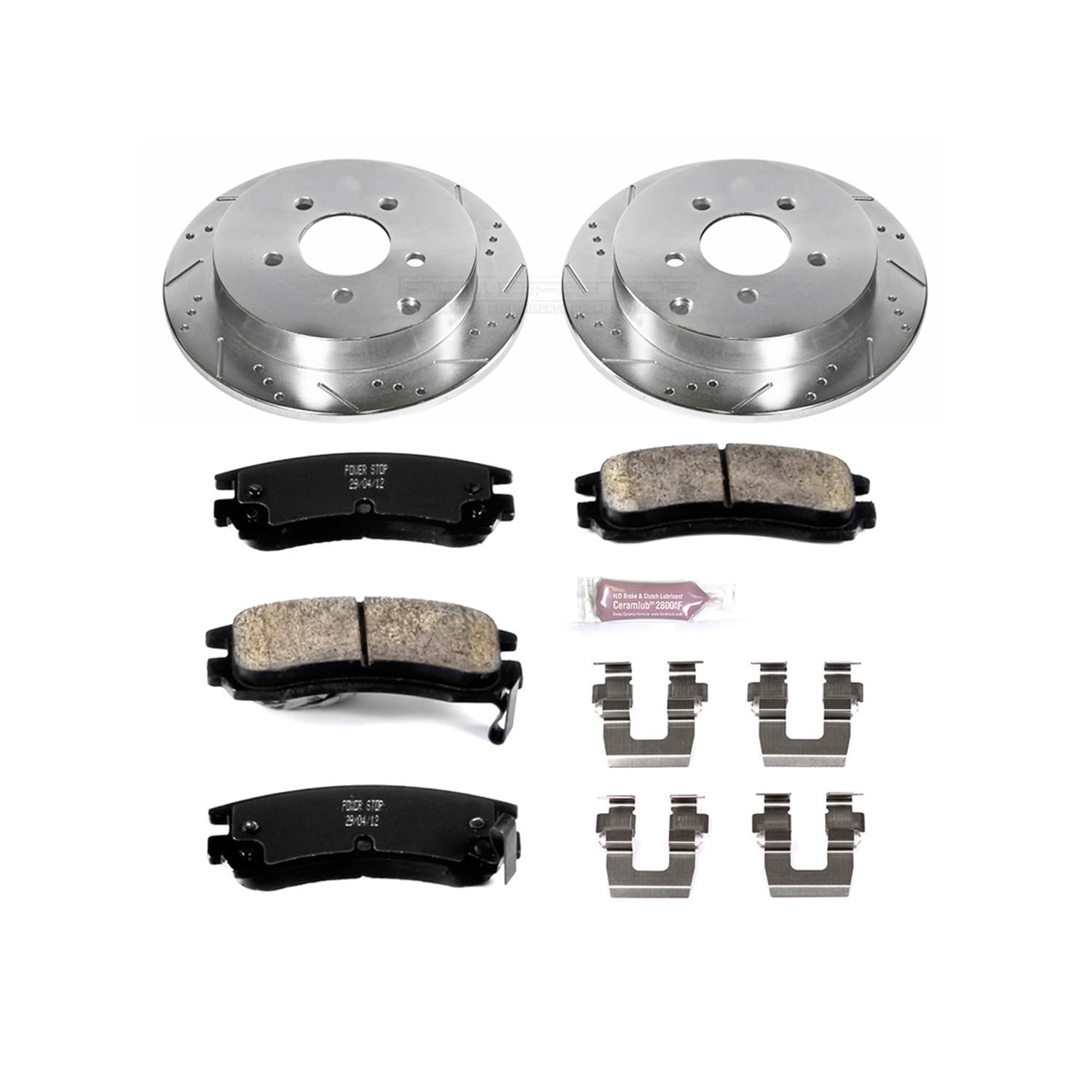 Power Stop K5135 Z23 Carbon Fiber Brake Pads with Drilled & Slotted Brake Rotors Kit For Buick Rendezvous, Chevy Venture, Oldsmobile Silhouette, Pontiac Aztek, Pontiac Montana [Model Specific]