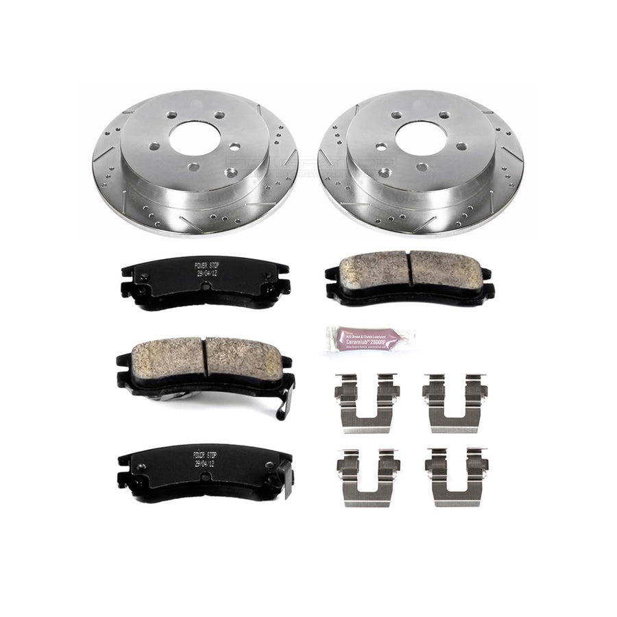 Power Stop K5135 Z23 Carbon Fiber Brake Pads with Drilled & Slotted Brake Rotors Kit For Buick Rendezvous, Chevy Venture, Oldsmobile Silhouette, Pontiac Aztek, Pontiac Montana [Model Specific]