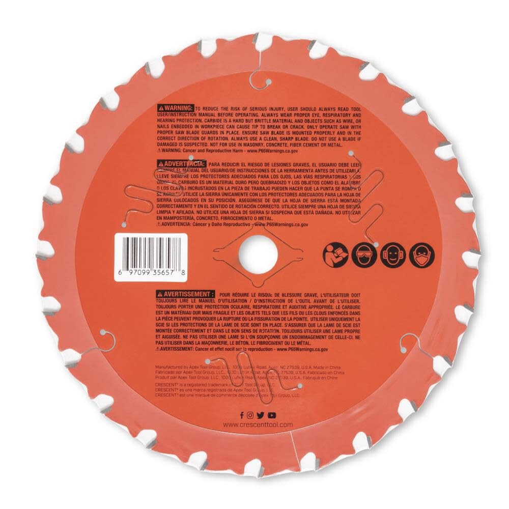 Apex Crescent Circular Saw Blade 7 1/4'' X 24 Tooth Nailslicer Demolition