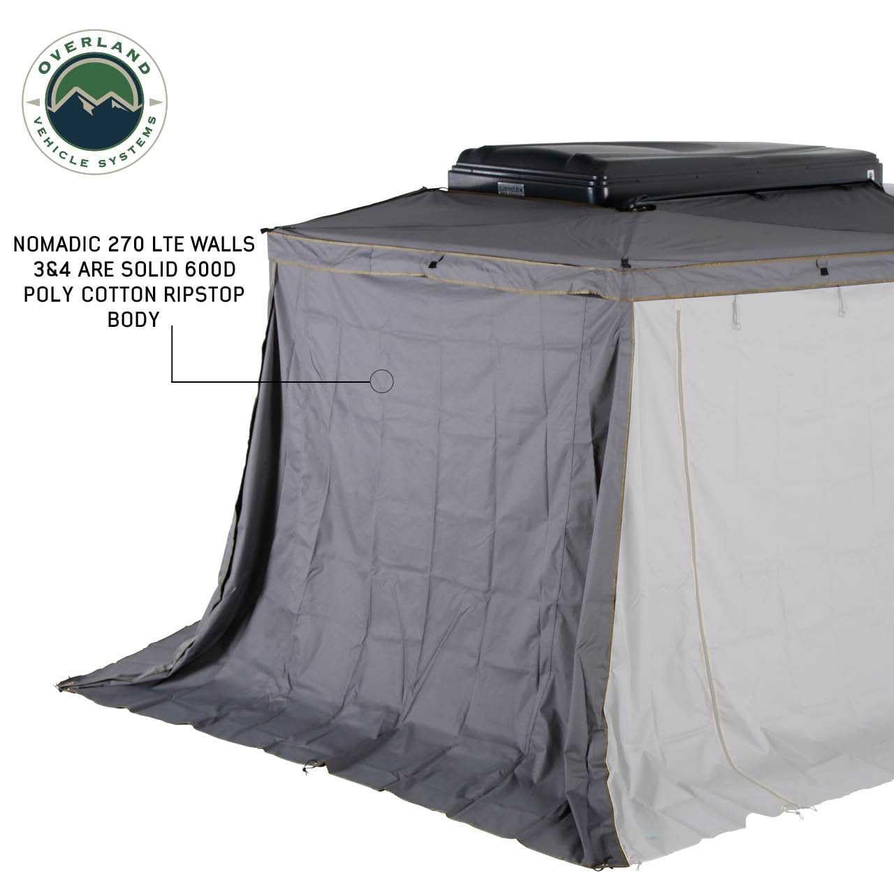 HD Nomadic 270 LTE Passengers Side Awning Wall Overland Vehicle Systems 3 and 4 | Dark Gray | Awning Sold Separately | 18359909