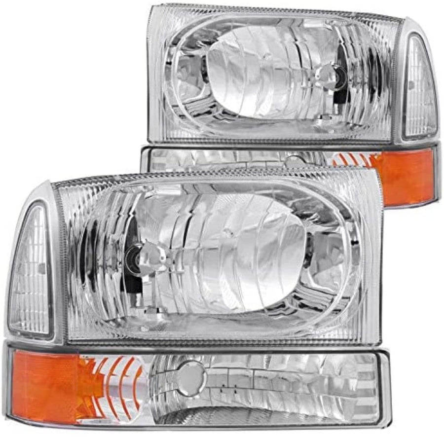Crystal Headlight Set ANZO USA w/Corners-Chrome 111081