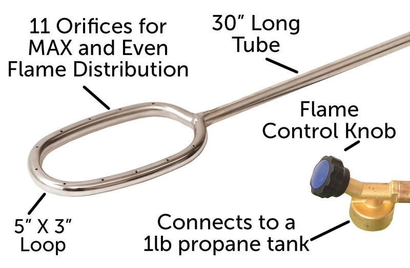 Flame King Fire Starter Torch Propane works with 1lb Tanks for Firepits, Charcoal Grills, Wood Oven