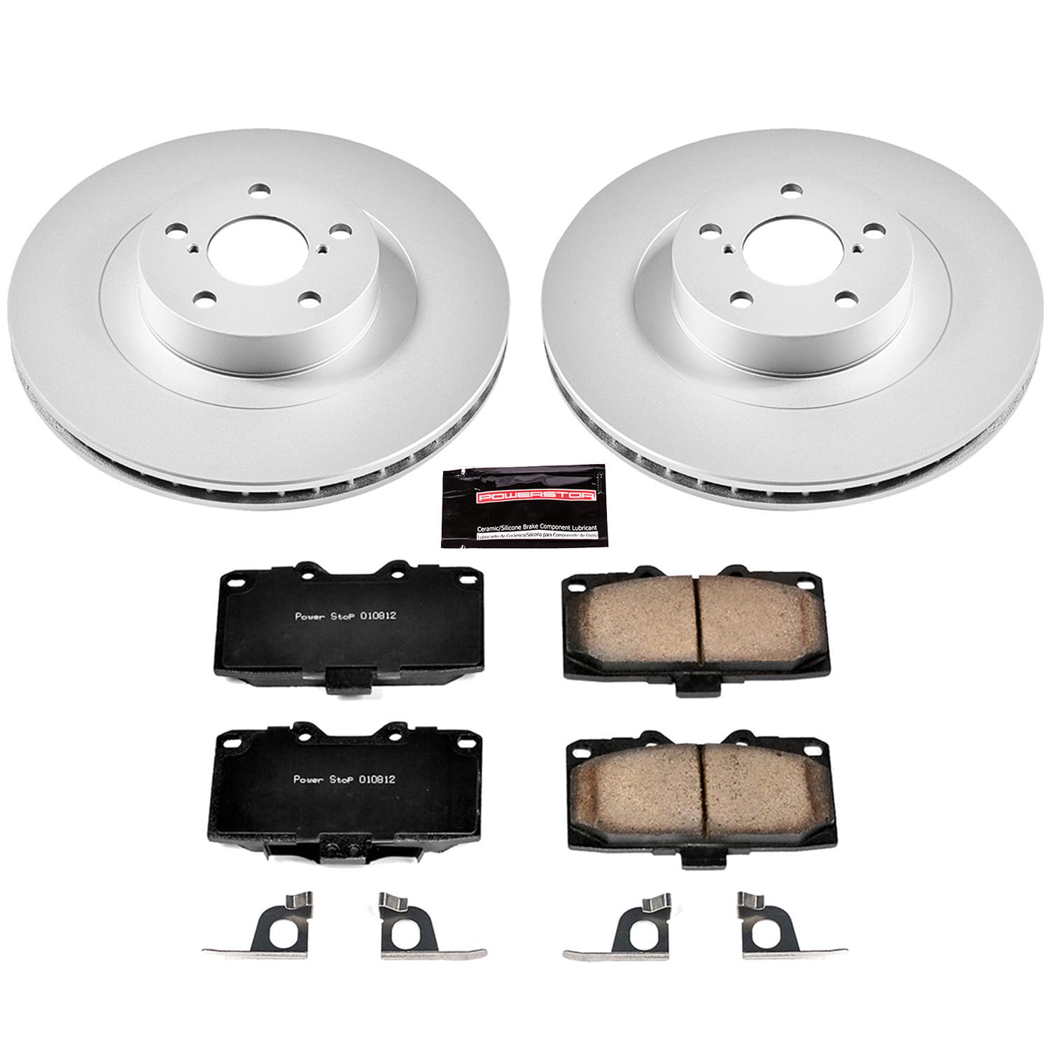 Power Stop Coated Brake Rotor CRK2367 & Ceramic Brake Pads- front For Subaru Impreza 2006-2007 [Model Specific]