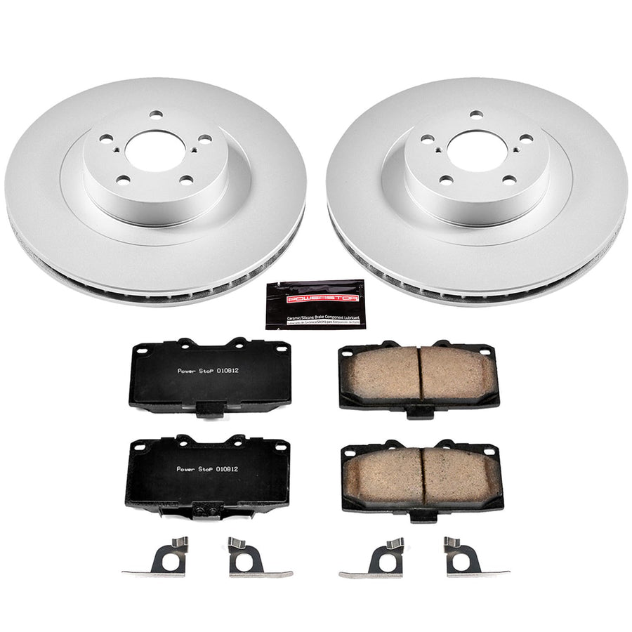 Power Stop Coated Brake Rotor CRK2367 & Ceramic Brake Pads- front For Subaru Impreza 2006-2007 [Model Specific]