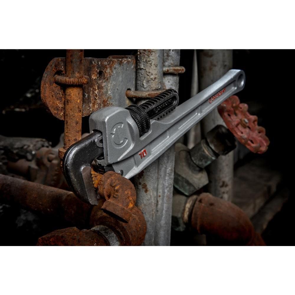10" Crescent Aluminum Slim Jaw Pipe Wrench - MRO & Plumbing Wrench with Slim Jaw Design - Premium Hand Tool - CAPW10S