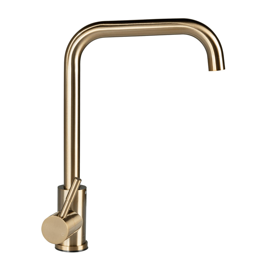 Lippert Gooseneck Flow Max Square Head Kitchen Faucet with 304-Grade Stainless Steel Construction, Single-Handle Operation, Single-Hole Installation, 360-Degree Swivel, 2.2 GPM Flow Rate - 2024000066