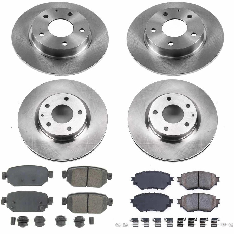 Power Stop KOE7518 Replacement Brake Kit-OE Front and Rear Brake Rotors & Ceramic Pads For Mazda 3 2017-2018 [Model Specific]