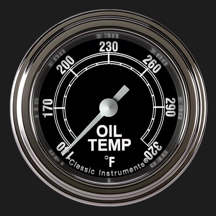 TR128SLF Classic Instruments Traditional 2-1/8" Oil Temperature Gauge Full Sweep