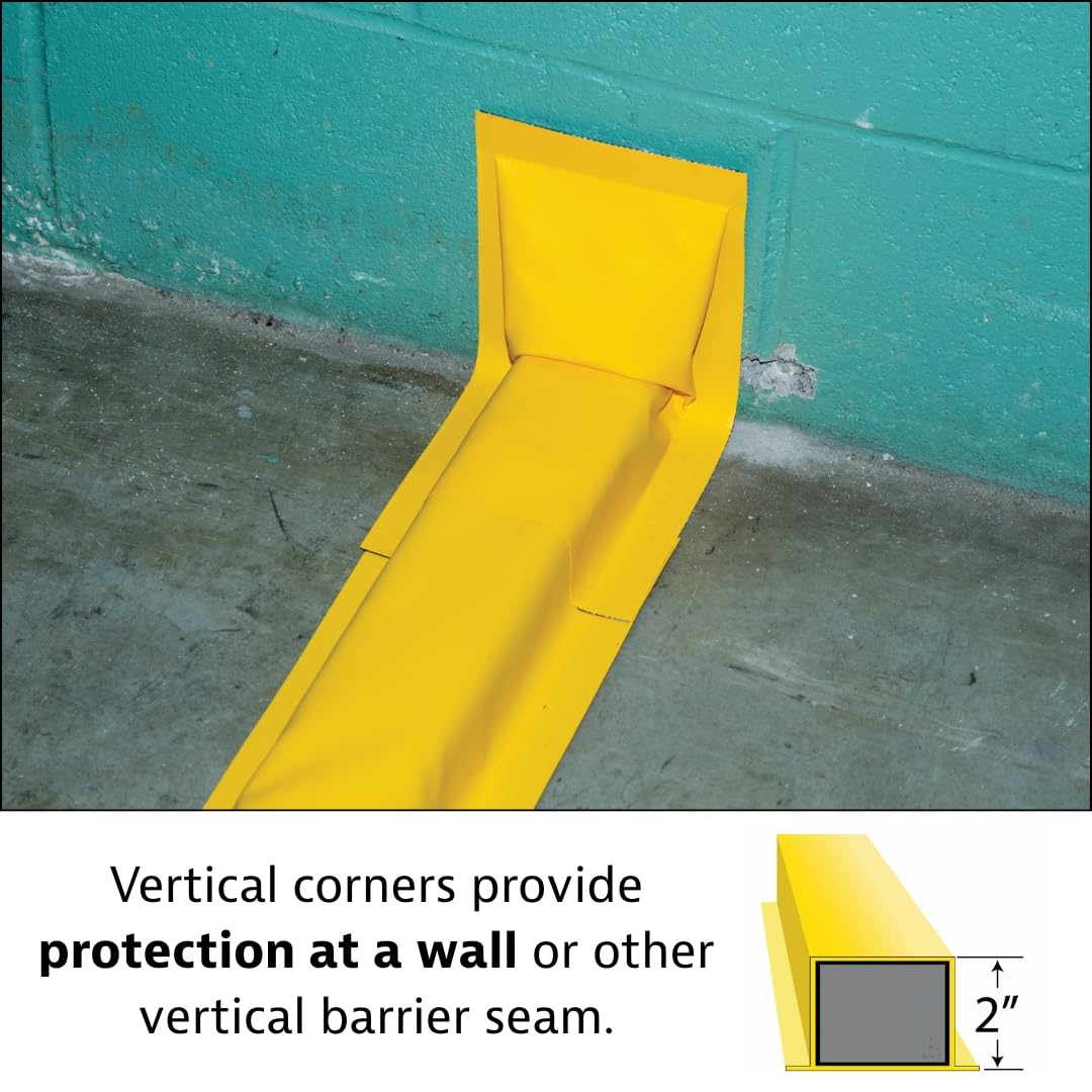 Justrite Fuel Spill Containment Curbs Make-A-Berm™ 2" High Vertical Corner Set (2 Pieces), Custom Chemical Spill Containment Berm System, Yellow PVC Coated Fabric, Made in The USA, 28483