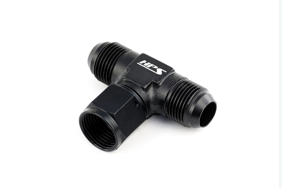 AN Tee Adapter Fitting HPS AN9251-6, Aluminum, Size: AN-6 Male, Black with Female on side