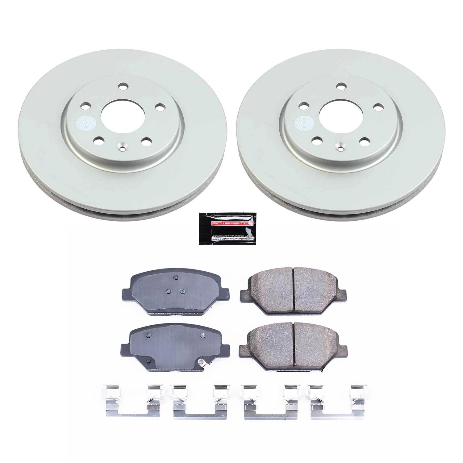 Power Stop Z17 CRK8466 Coated Rotor Kit-Front Brake Rotors, Ceramic Brake Pads For Buick Envision 2019-2020, Cadillac XT4 2019 [Model Specific]
