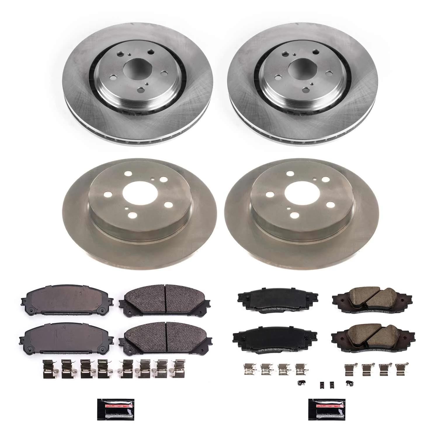 Power Stop Autospecialty KOE8633 Front and Rear Brake Kit-OE Brake Rotors & Ceramic Brake Pads For Toyota Avalon 2020-2021, Toyota Camry 2020-2023 [Model Specific]
