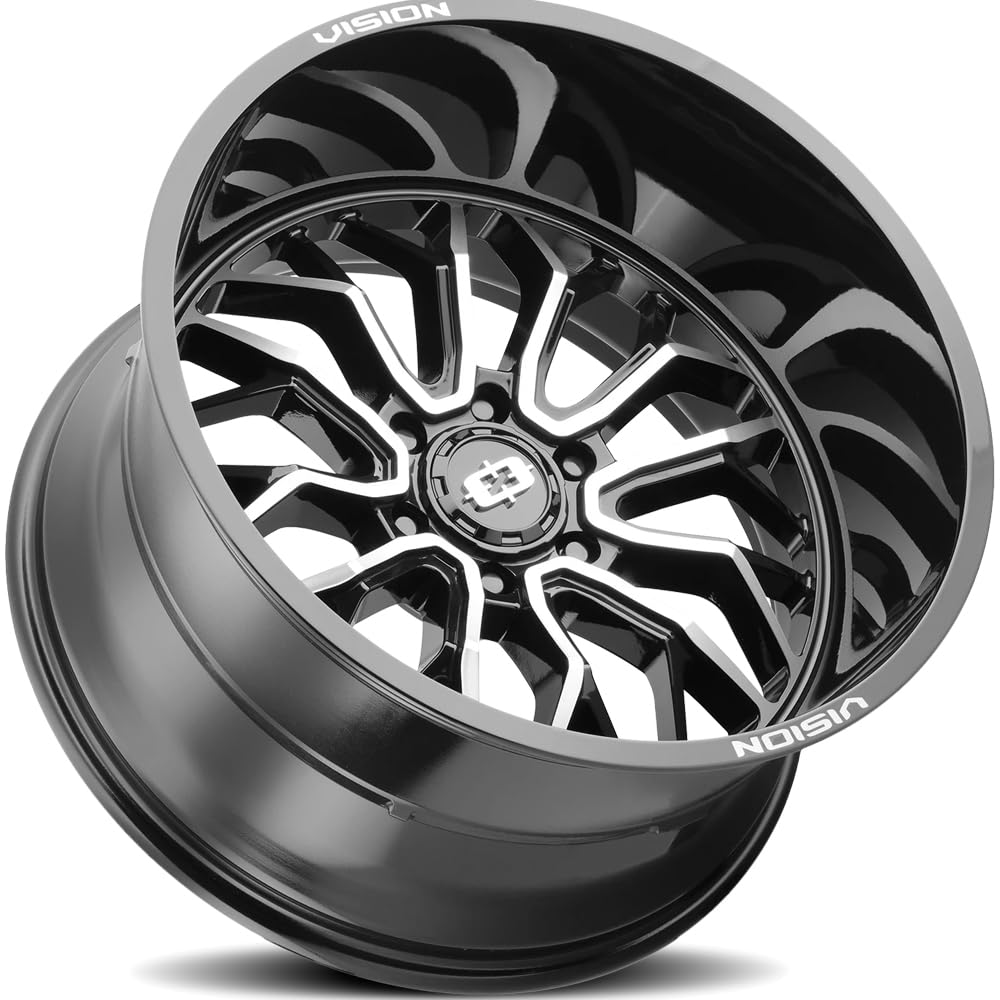 402 RIOT Vision Custom Wheel - 18x9, -12 Offset, 6x139.7 Bolt Pattern, 106.2mm Hub - Gloss Black with Machined Face Rim