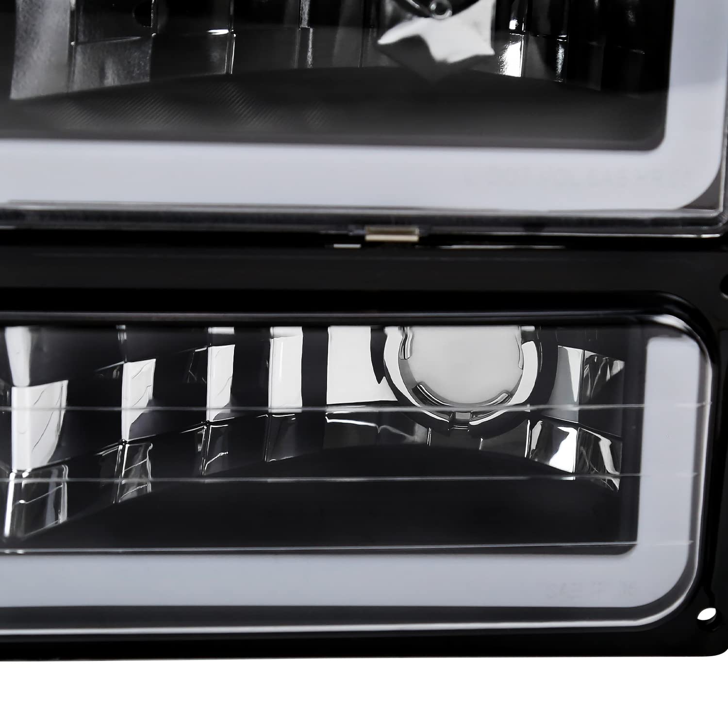 Black LED Bar Headlights + Bumper Lamps + Corner Lights SPEC-D TUNING Compatible with 1994-1998 GMC C10 C/K 1500 Suburban Yukon, Left + Right Pair Headlamps Assembly