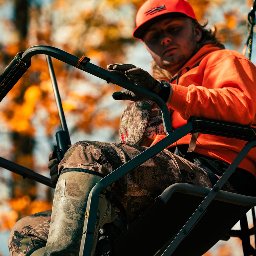 Relax Wide™ Rivers Edge 1-Man Ladder Stand, 16’9” Height, Wide TearTuff Mesh Seat, 23” Wide Platform, Removable Padded Shooting Rail, RE664