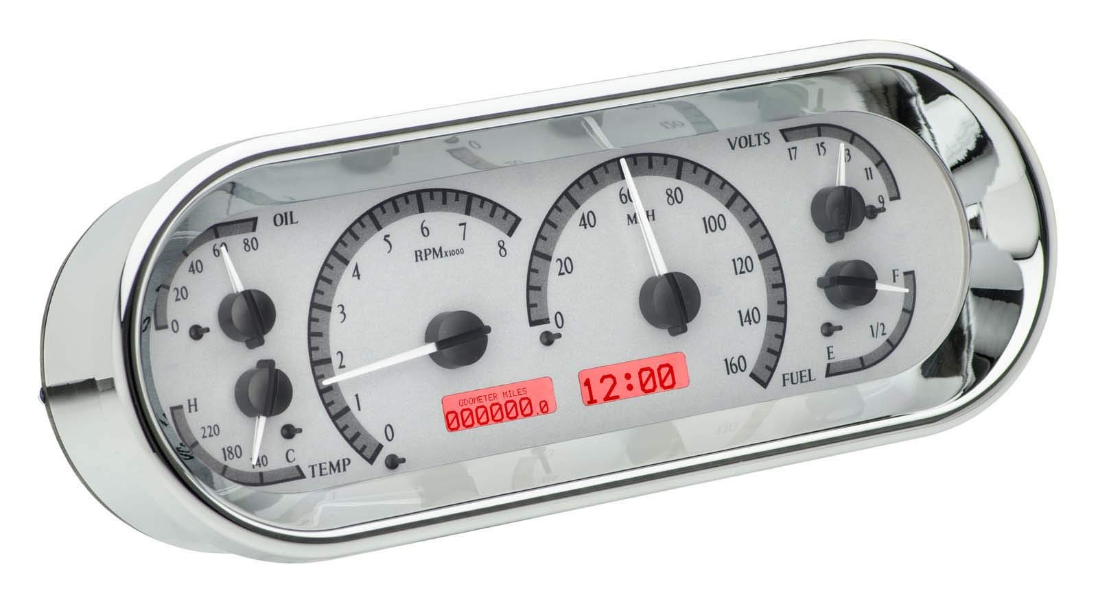 VHX System Rounded Rectangle, Satin Alloy Style Face, Red Display
