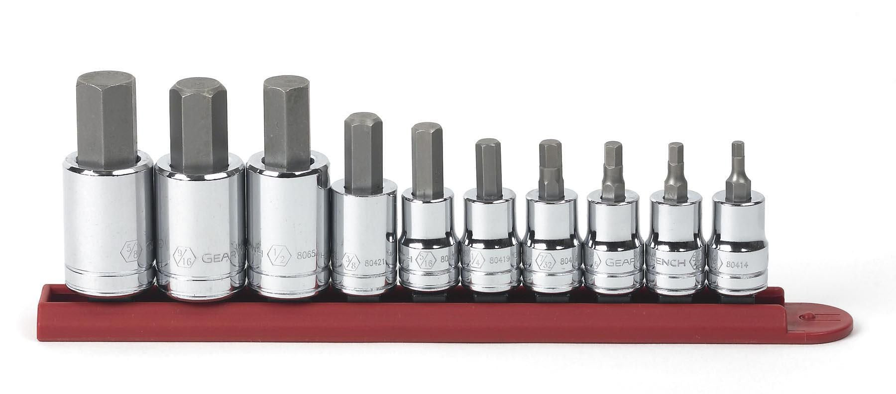 10 Pc. GEARWRENCH 3/8" & 1/2" Drive Hex Bit Socket Set, SAE - 80579