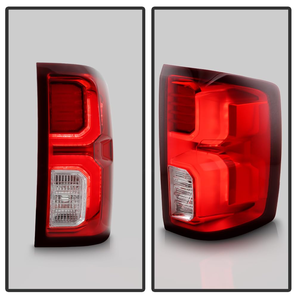Chevy Silverado 1500 16-18 OE Plus (Fit Halogen Model) LED Tail Lights - Red/Clear Spyder