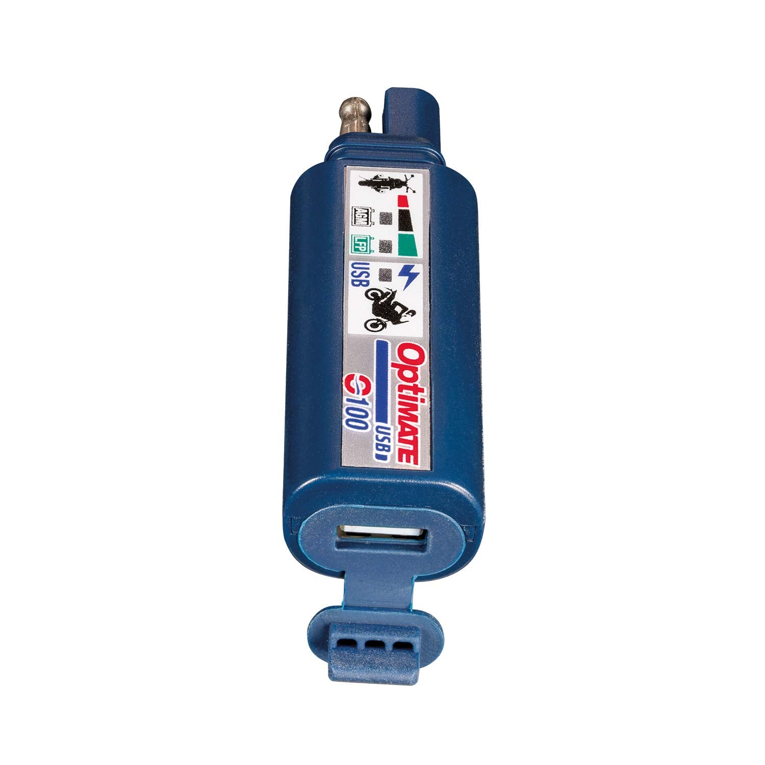 OptiMATE Tecmate USB O-100, Combination 2400mA USB Charger and 3-LED Battery Monitor, With Vehicle Battery Protection